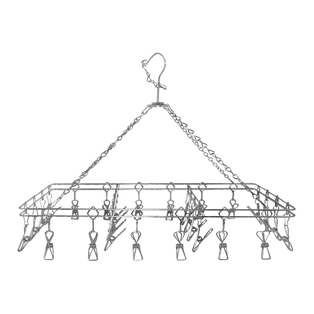 特級不銹鋼衣襪架-28夾-2入, , large