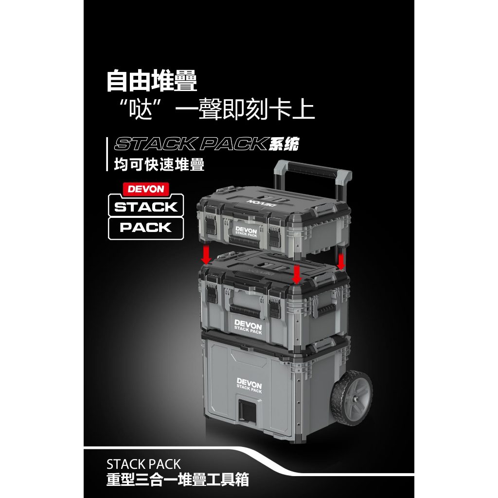 WIN五金 大有 重型堆疊工具箱 STACKPACK 防水工具箱 堆疊工具箱 平板車 烏龜車 收納 工具收納 同FLEX, , large