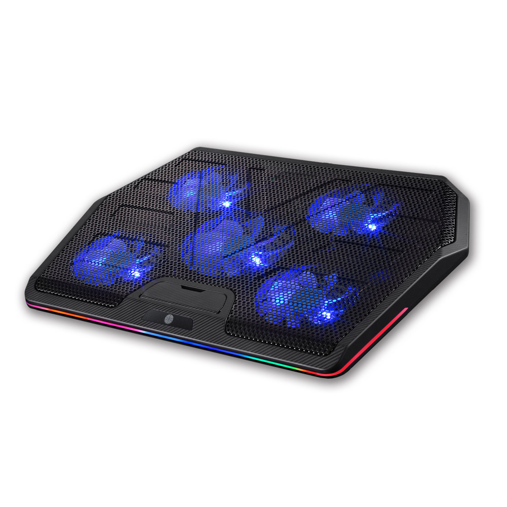 ekit CKT-K05_BK Blu-ray five-fan quiet and cool ventilated iron mesh touch control colorful RGB laptop cooling pad[E-KIT Technology lnc.], , large