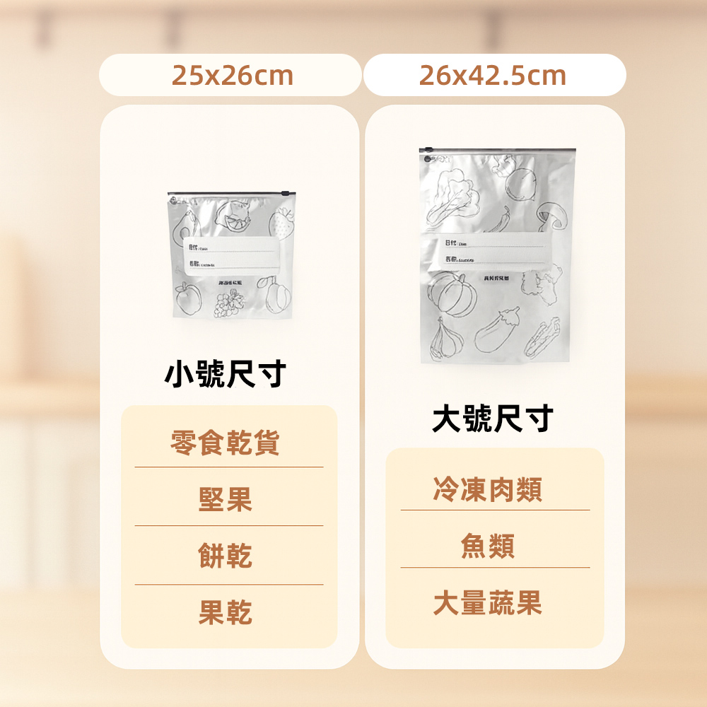 【上手家居】大號保鮮密封袋 10入(保鮮袋/食物袋/食物保鮮袋/鋁箔保鮮袋/食物夾鏈袋), , large