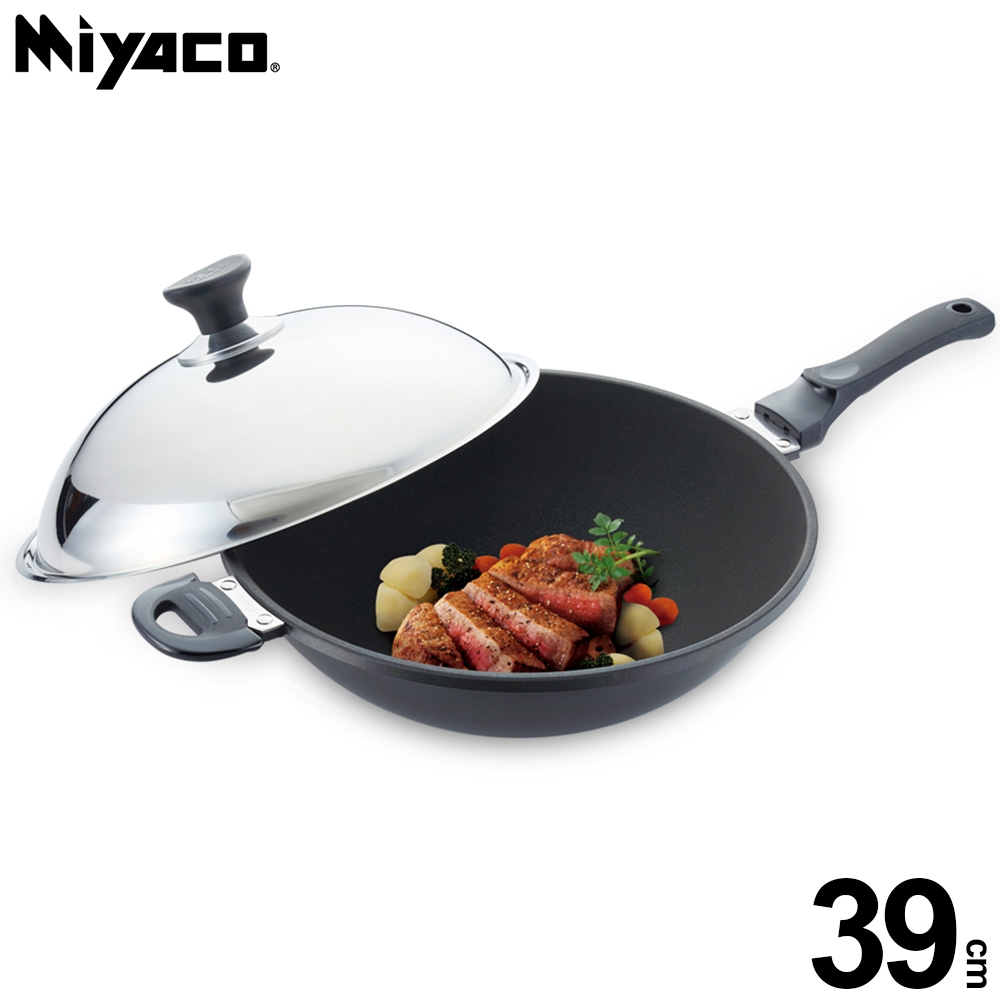 Miyaco 米雅可 遠紅外線陶瓷不沾炒鍋可用鐵鏟附蓋 39cm附蓋-Leidea樂德兒, , large