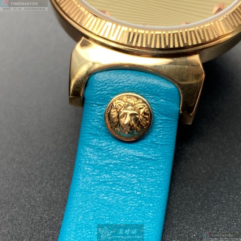 [星晴錶業]VERSUS VERSACE手錶,36mm,VV00297米粉色錶面玫瑰金錶殼淺藍真皮皮革錶帶款, , large