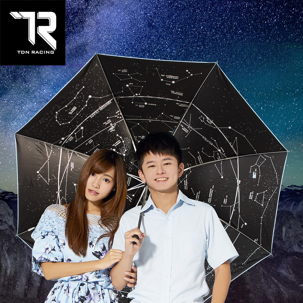 [TDN] One-Touch Auto-Fold Ultra-Light Starry Cooling Umbrella – Black Coating Reverse Umbrella (B7433) –Gray, , large