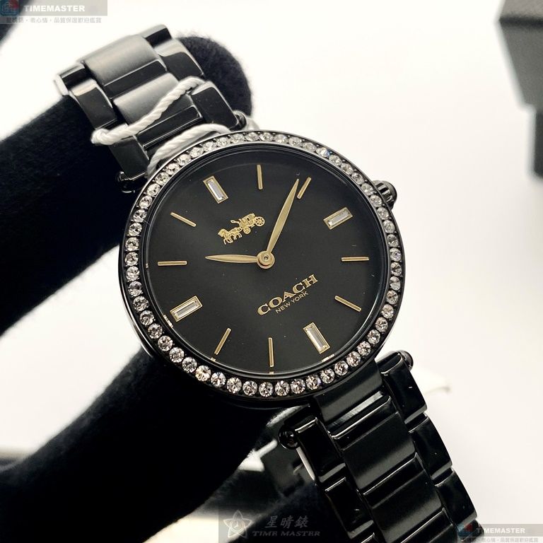 [星晴錶業]COACH手錶,34mm,CH00132黑色錶面銀錶殼深黑色精鋼錶帶款, , large