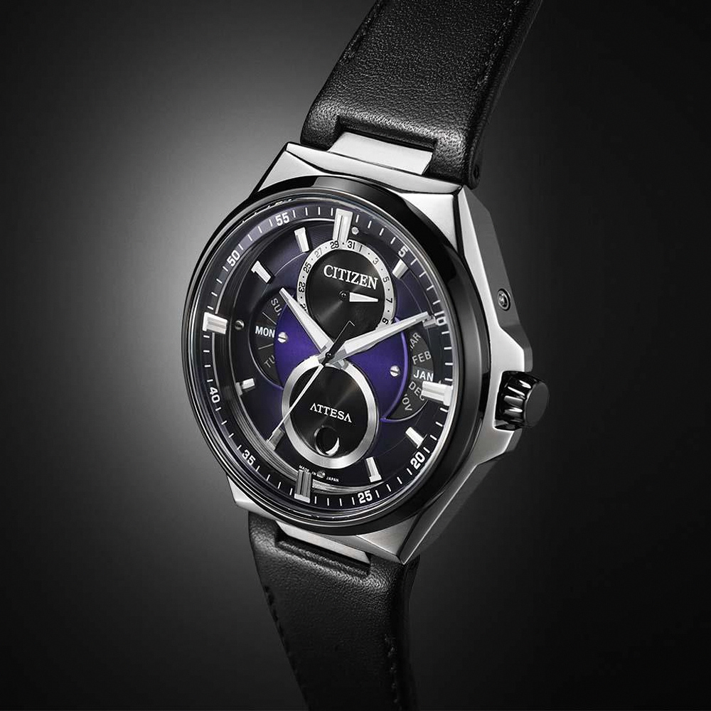 CITIZEN 星辰 鈦金屬 光動能三重日曆月相手錶-紫/42mm BU0066-11W, , large