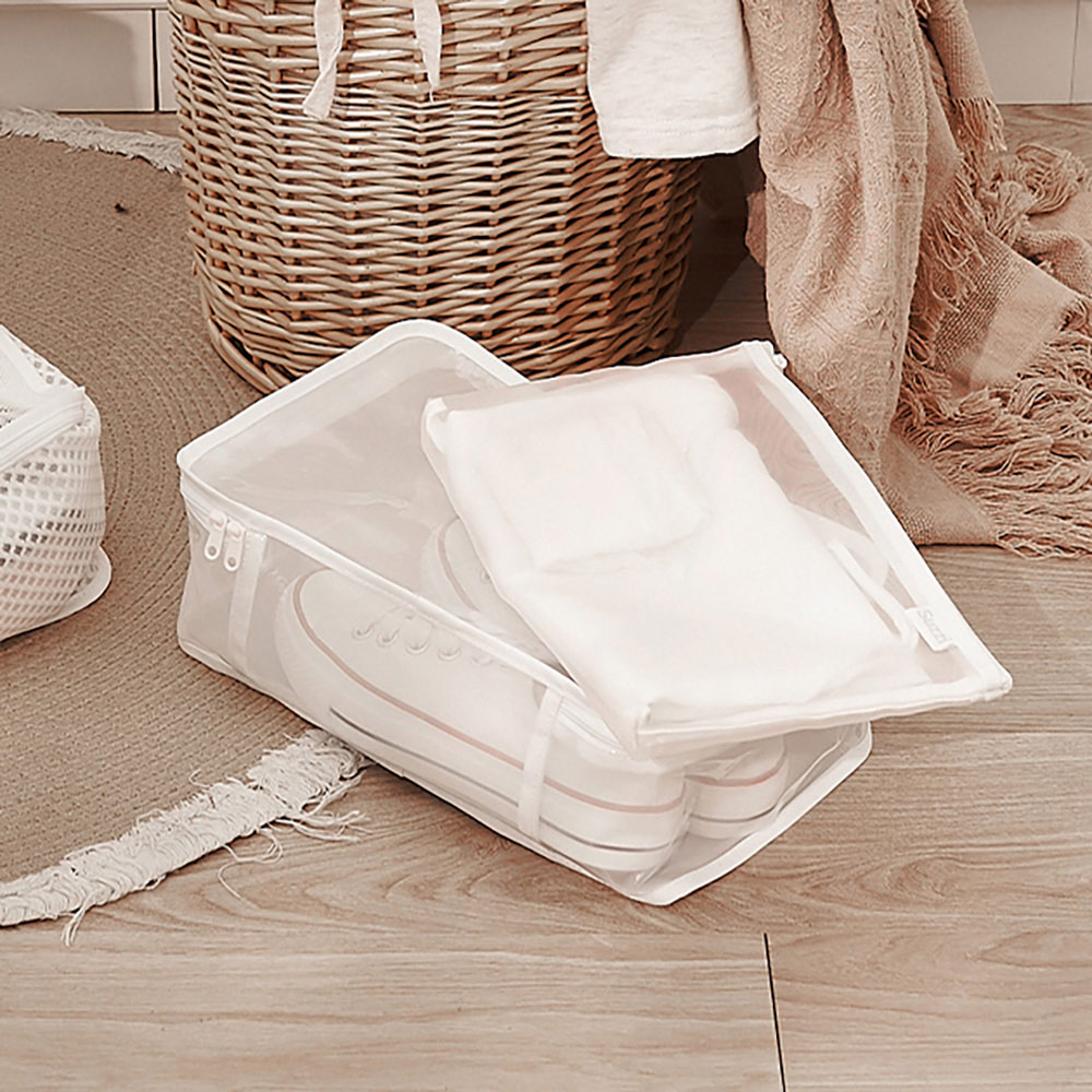 Suzzi Transparent and Waterproof Multi-purpose Bag × Mesh Hand Bag-Daisy White, , large