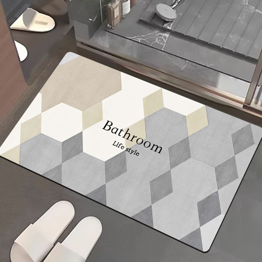Nano suede soft diatomaceous earth water-absorbent anti-slip floor mat, , large
