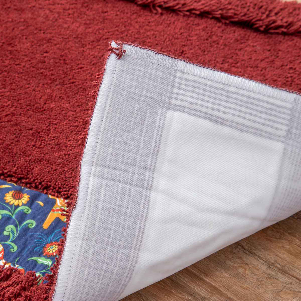 【HASHIZUME】Japan-Made Antibacterial & Deodorant Kitchen Mat 50×180cm – Wine Red (Nordic-Style Lucky Horse / Non-Slip Design / Machine-Washable), , large