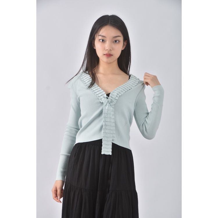 (S) giordano ladies質感V領綠色外套二手衣, , large