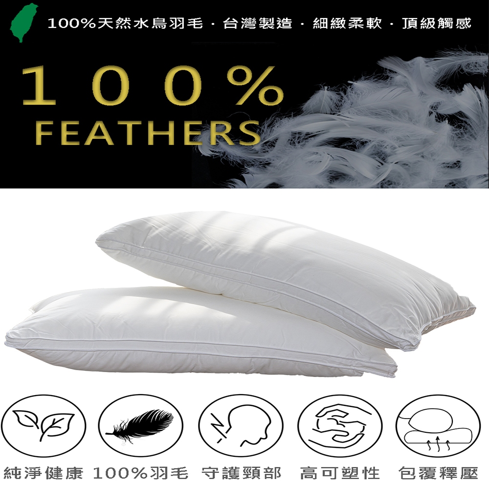 【生活好室】好適羽毛枕 水鳥羽毛枕 枕頭 台灣製造枕頭 天然水鳥羽毛 支撐頭頸 360度包覆 吸濕散熱 床寢 現貨 免運, , large