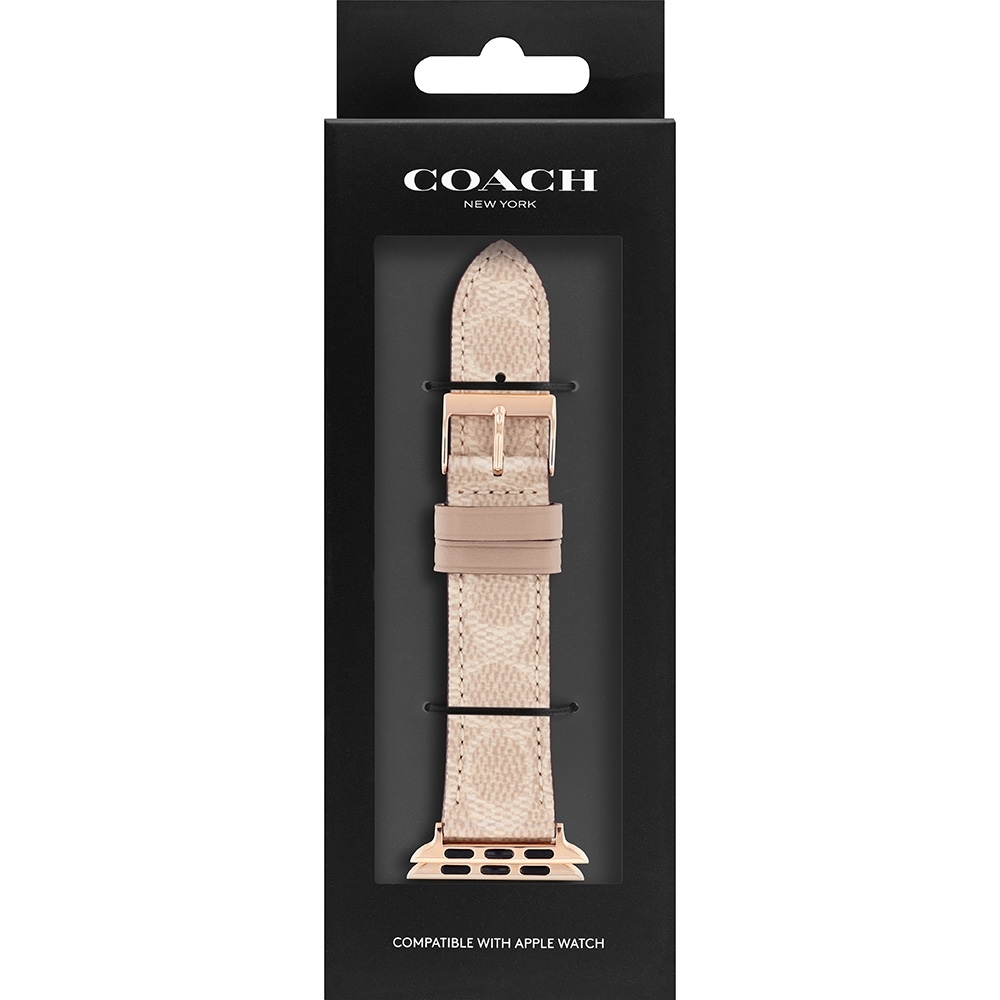 COACH Apple Watch 錶帶 38/40mm 適用 皮錶帶- 淺色x玫瑰金(不含手錶), , large