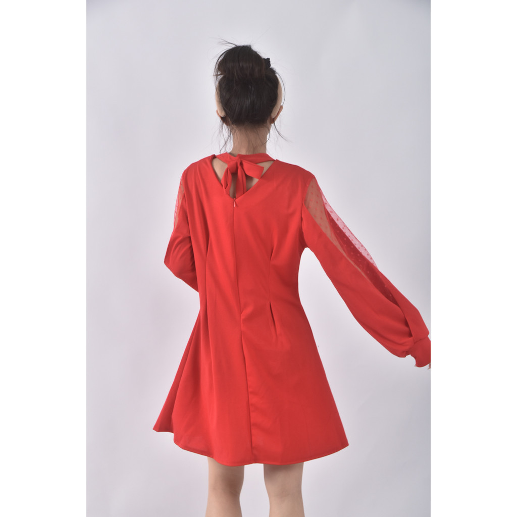 (L) 綁帶紅色洋裝二手衣, , large