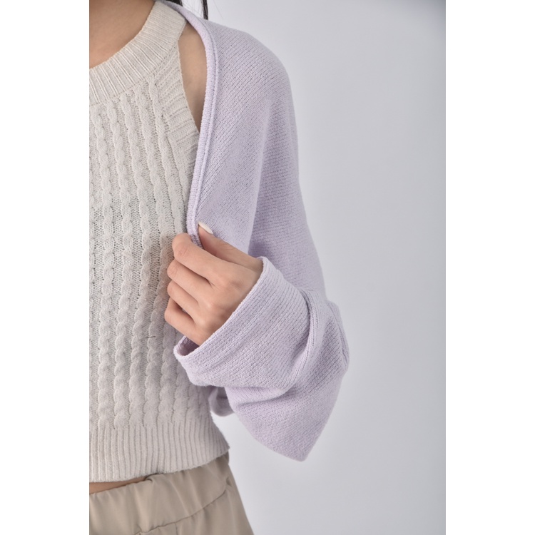 (M) air space lady修身短版質感棉質紫色罩衫二手衣, , large