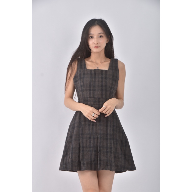 (S) mello質感無袖厚磅深棕色洋裝二手衣, , large