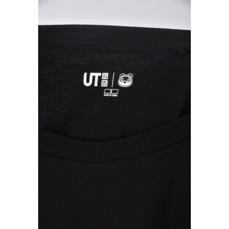 (M) uniqlo棉質動森聯名圖案純棉黑色短袖上衣二手衣, , large