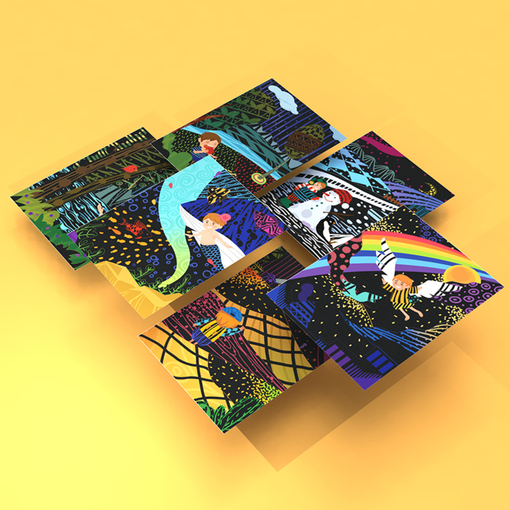 英國 Flower monaco炫彩童話故事刮畫包, , large