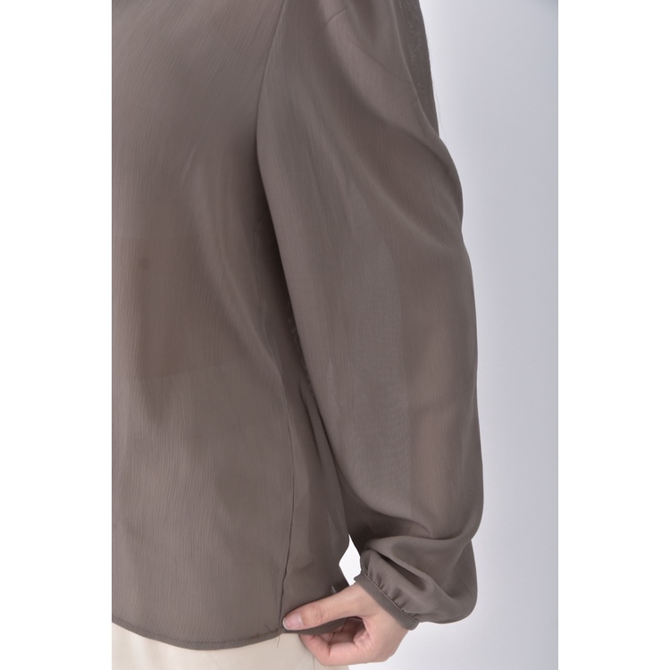 (S) wan s質感棕色長袖上衣二手衣, , large