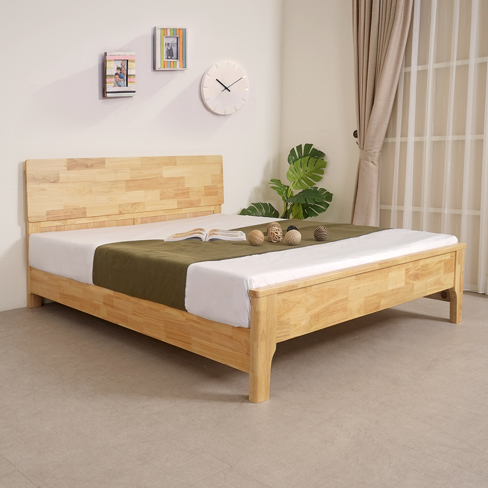 【Homelike】喜家居雙人加大6尺實木床架組(附床板)(2335), , large