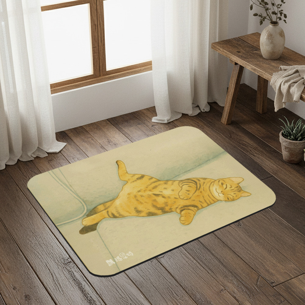 【Monster】 Soft Diatomaceous Earth Absorbent Mat &ndash; Sleepy Flop Cat Series (60x40cm) &ndash; Sleep-Over Cat, , large