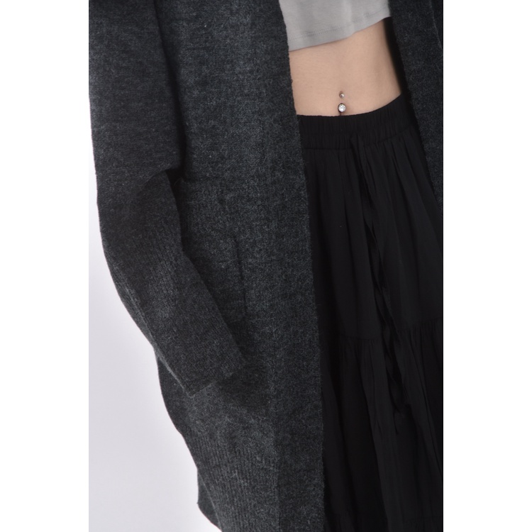 (M) l y shop質感針織長版灰色罩衫二手衣, , large