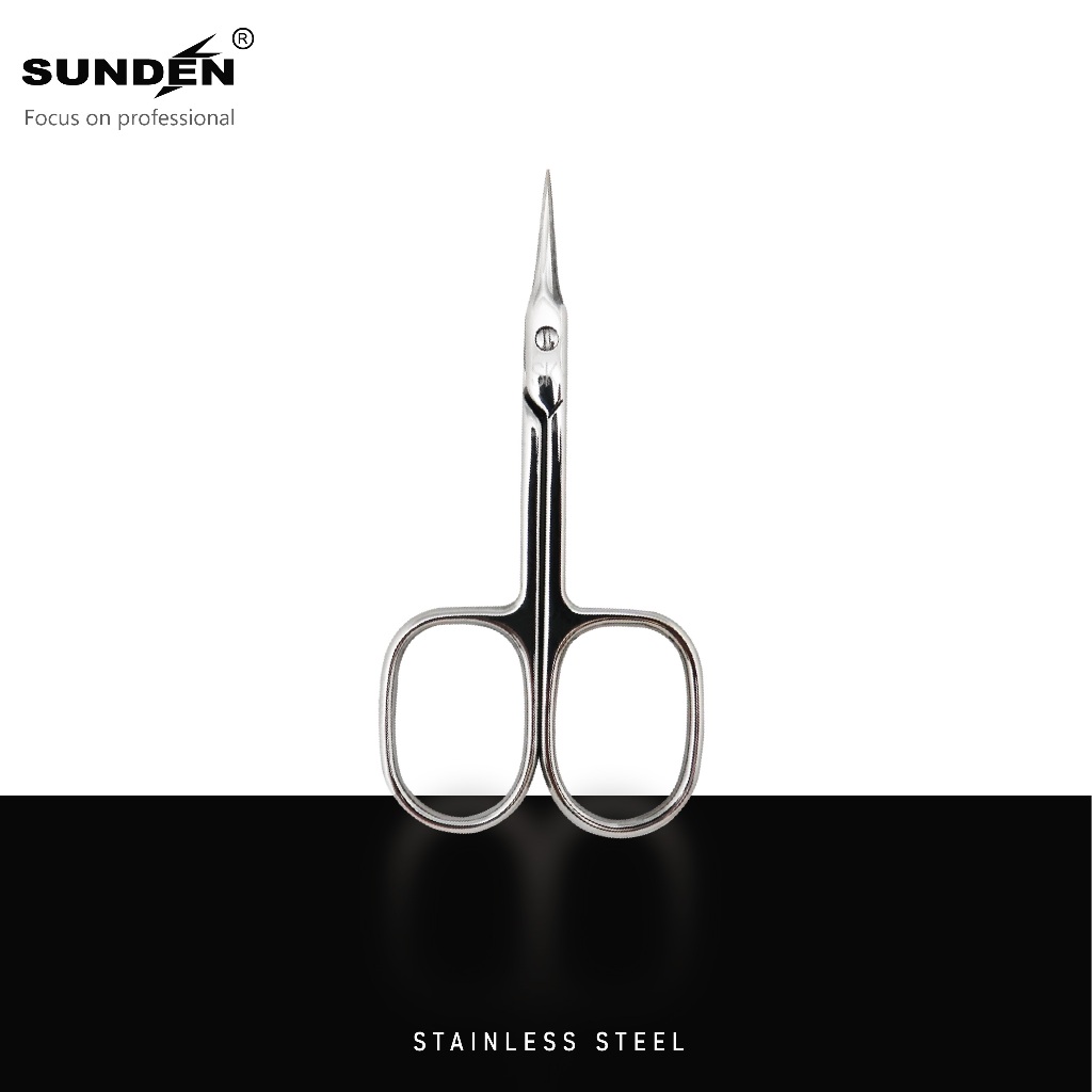 Manicure Scissors Cuticle Multipurpose - Stainless Steel Beauty Scissors for Nails, Eyebrow, Eyelash, and Foot Care Curved Blade with Ergonomic Handle for Men and Women SUNDEN SD2253V, , large