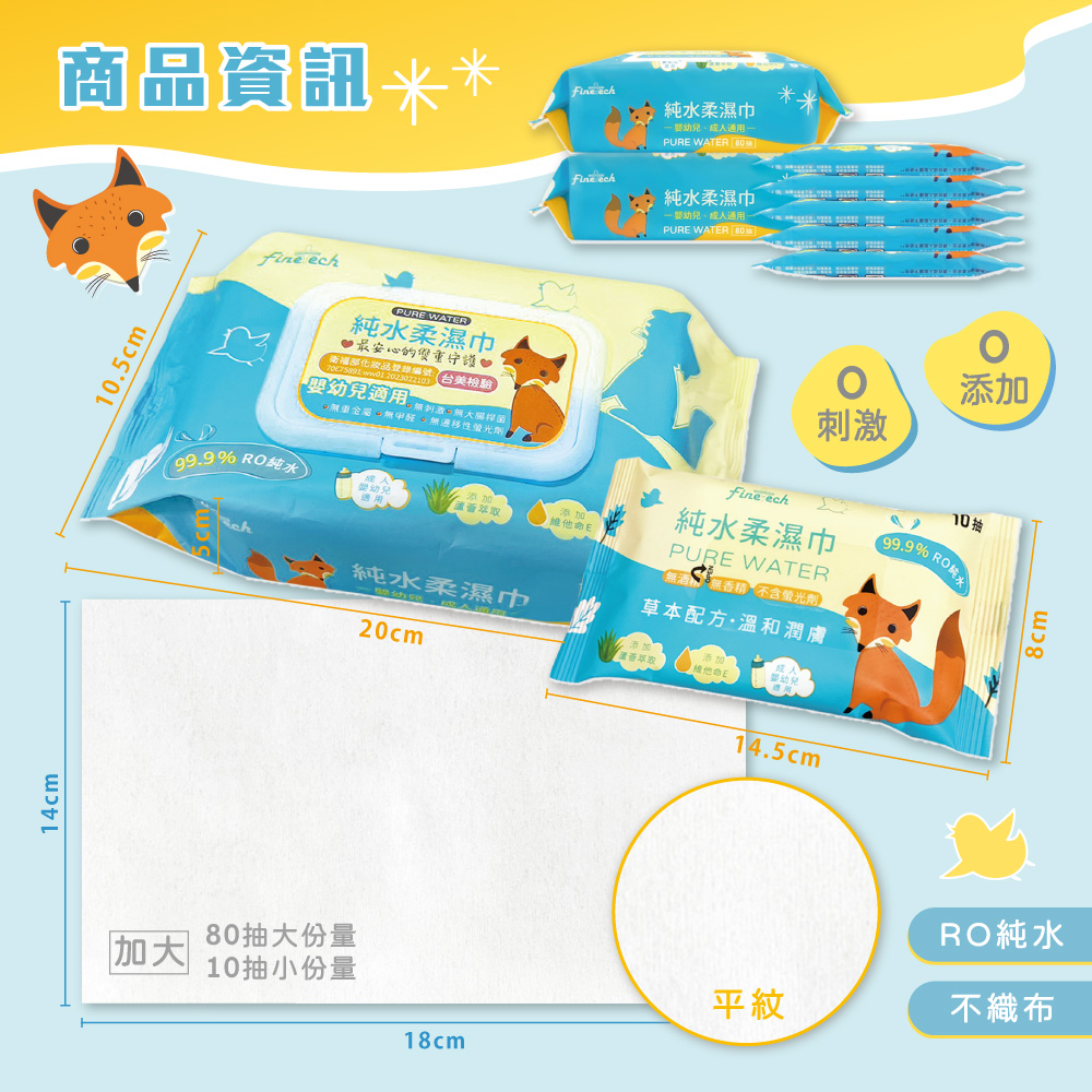 純水濕紙巾 加蓋 加大型(80抽/24包), , large