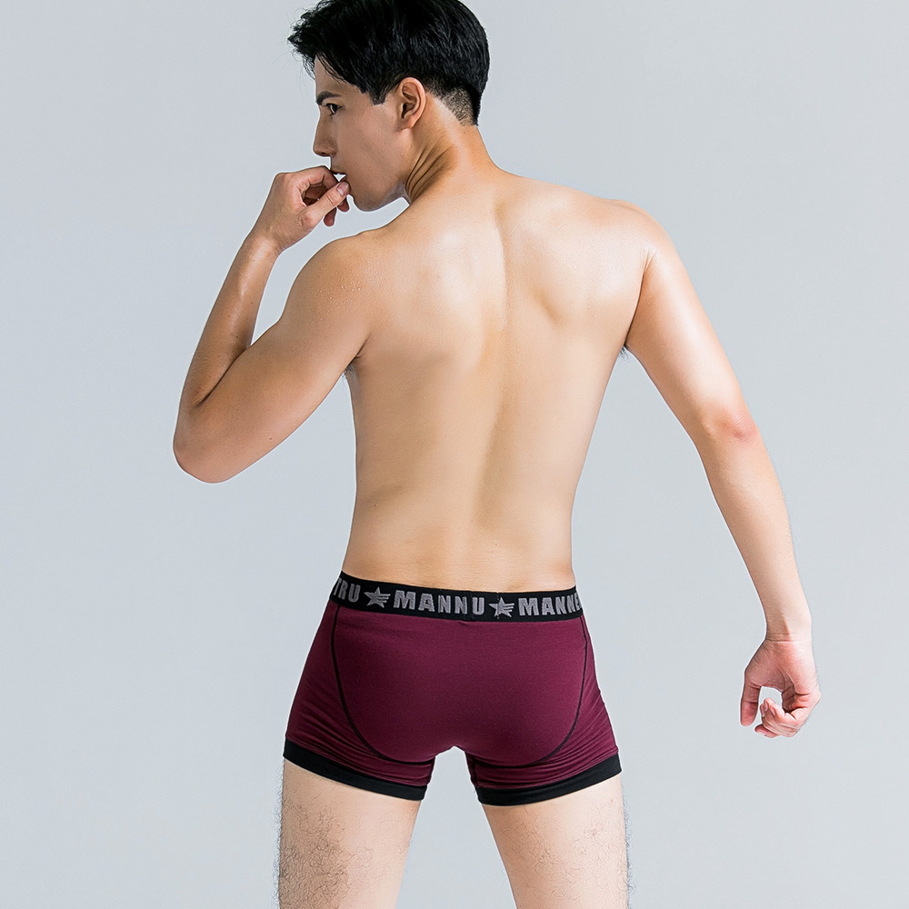 【NEONER】天絲棉彈力親膚中腰男內褲-酒紅色(M), , large