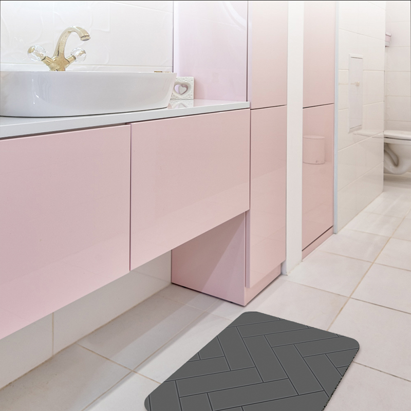 【Monster】 Soft Diatomaceous Earth Absorbent Mat – Slate Pattern Series (60x40cm) – Mineral Gray, , large