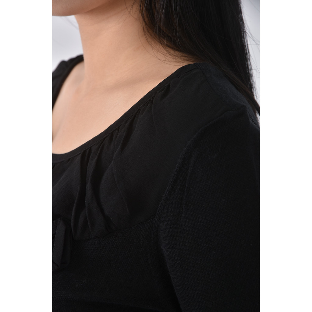 (S) laura ashley羊毛圓領黑色長袖上衣二手衣, , large