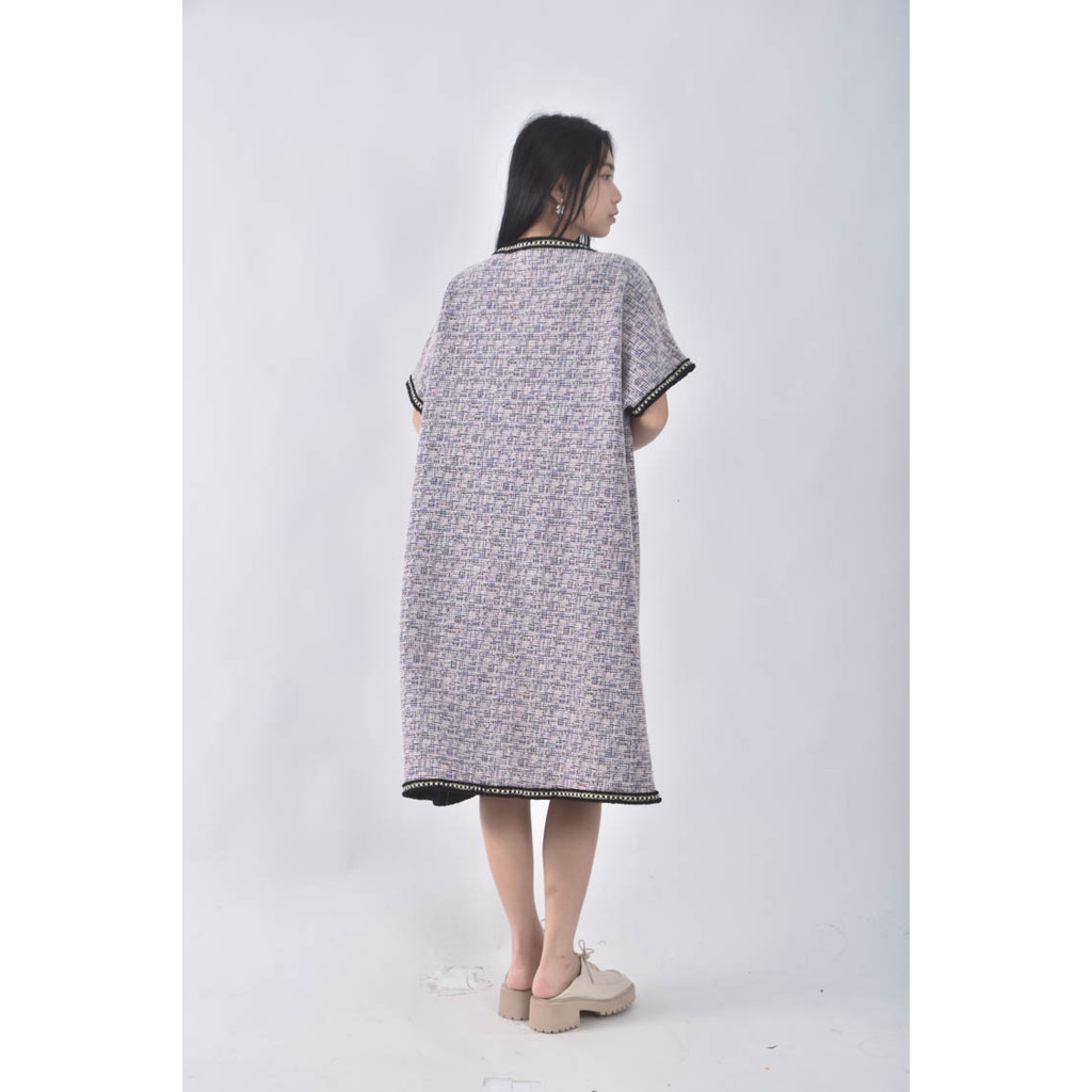 (2XL) 小香風內刷毛紫色洋裝二手衣, , large