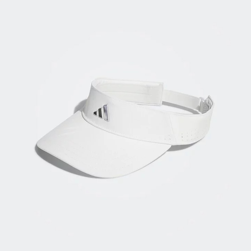 Adidas 高爾夫球帽 中空帽 白色(男款) 金屬 LOGO 設計