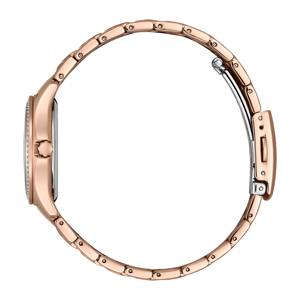 CITIZEN 星辰 光動能水晶奢華女錶-粉橘x玫瑰金 FE1252-82X, , large