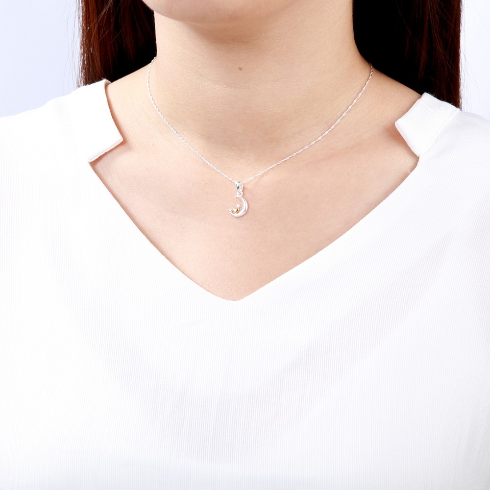 【Angel & Me】心月相依 s925 純銀 星星 月亮 項鍊 生日禮物, , large