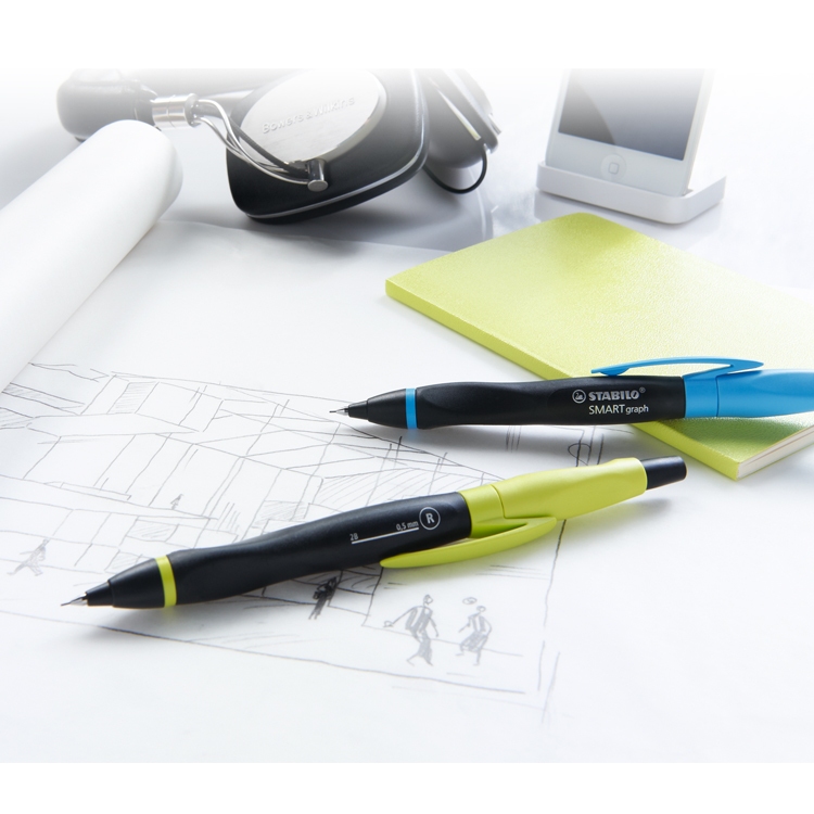 【德國天鵝STABILO】 SMARTgraph 智能樂人體工學0.5自動鉛筆/左右手右手2B黑/綠(ST1842/3-12), , large