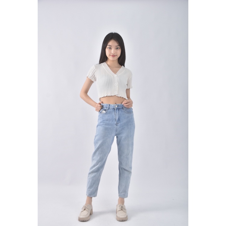 (S) gracetina hoo高腰丹寧牛仔修身藍色長褲二手衣, , large