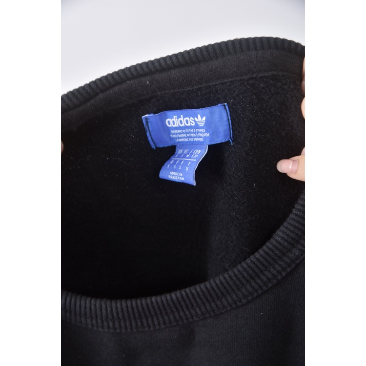 (M) adidas質感棉質logo黑色長袖上衣二手衣, , large