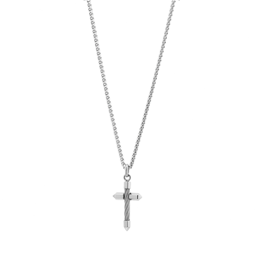 CHARRIOL 夏利豪 CELTIC 十字架鋼索項鍊-小 08-101-1282-2, , large