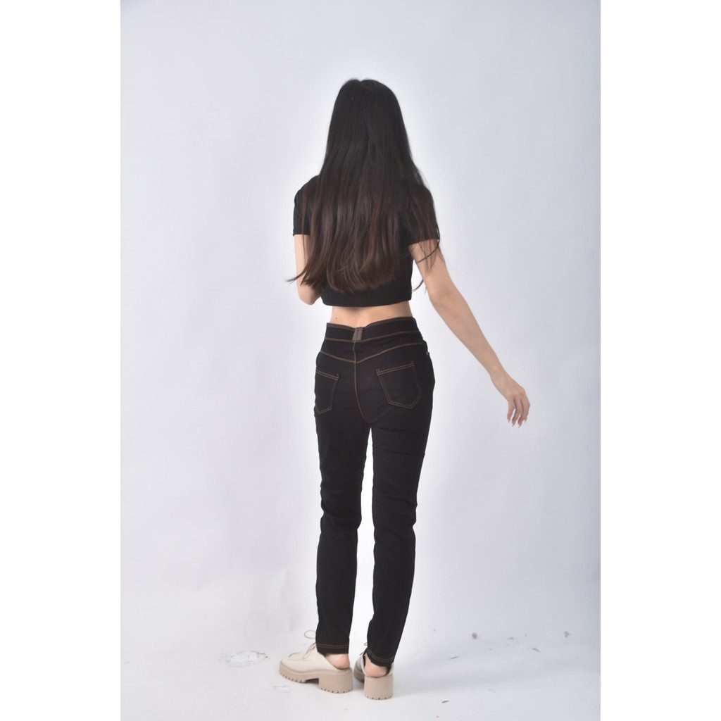 (XL) 高腰素面黑色長褲二手衣, , large