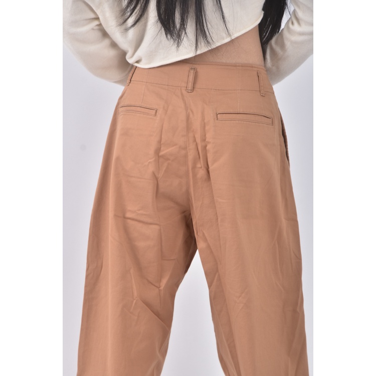 (XL) uniqlo高腰質感棉質橘色長褲二手衣, , large