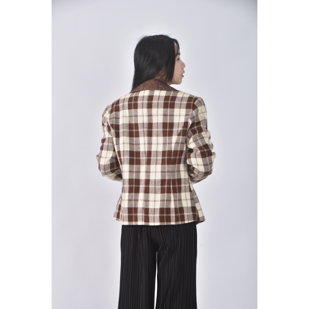 (M) from chue格紋棕色外套二手衣, , large