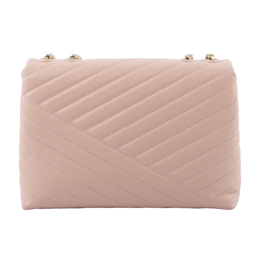 TORY BURCH Kira 縫線設計翻蓋肩背/斜背鍊包/沙色, , large