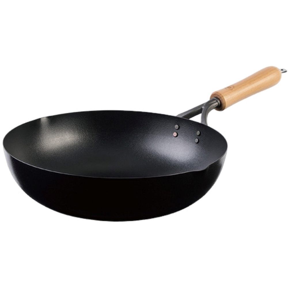 Huang - 30cm Iron Wok with Concave-convex Rock Pattern, , large