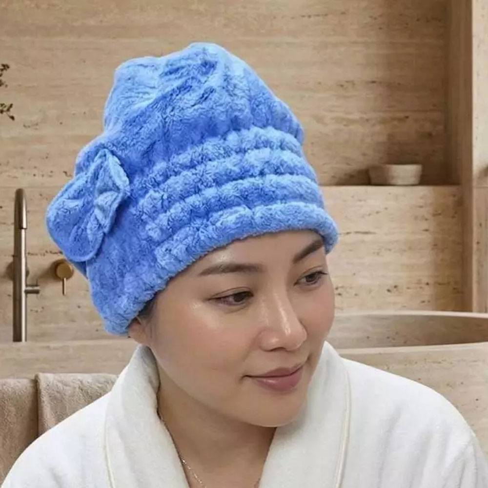 [Kaimei Cotton] Single entry, random excellent top-grade open fiber yarn, super absorbent princess shape shower cap, MIT Taiwan made, , large
