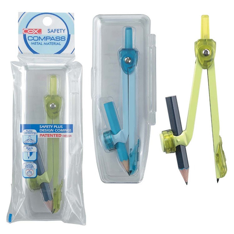 【COX 三燕】鉛筆型 安全 圓規  顏色隨機 /支 D-810