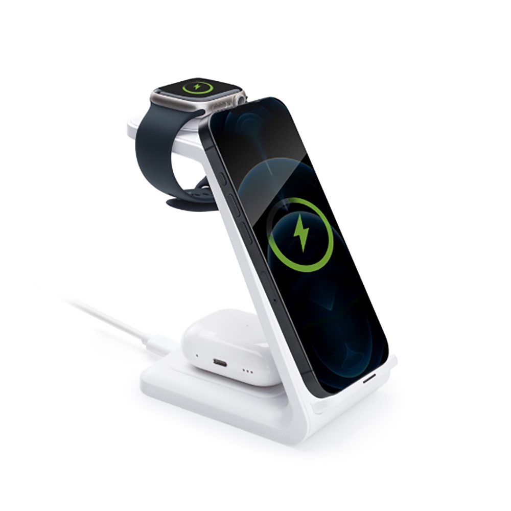 E-books B92 3-in-1 wireless charging stand charges three devices at the same time, dual-coil fast charging safety protection, , large