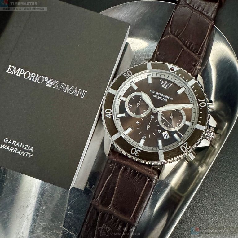 [星晴錶業]ARMANI手錶,42mm,AR00082古銅色錶面古銅色錶殼銀色精鋼錶帶款, , large