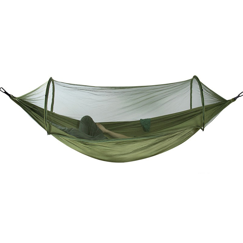 Single/Double Automatic Quick-Opening Mosquito Net Hammock, Nylon Strap Hammock