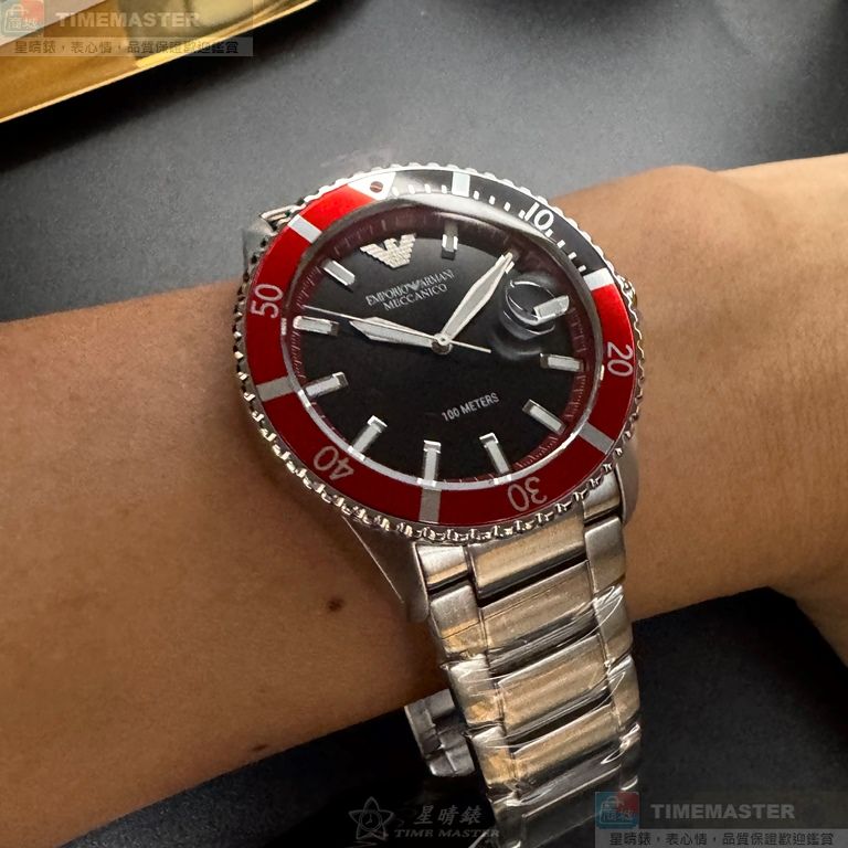 [星晴錶業]ARMANI手錶,42mm,AR00076黑色錶面銀錶殼銀色精鋼錶帶款, , large