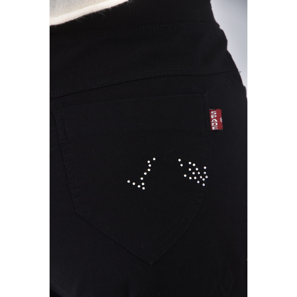 (L) 高腰質感貼鑽黑色長褲二手衣, , large