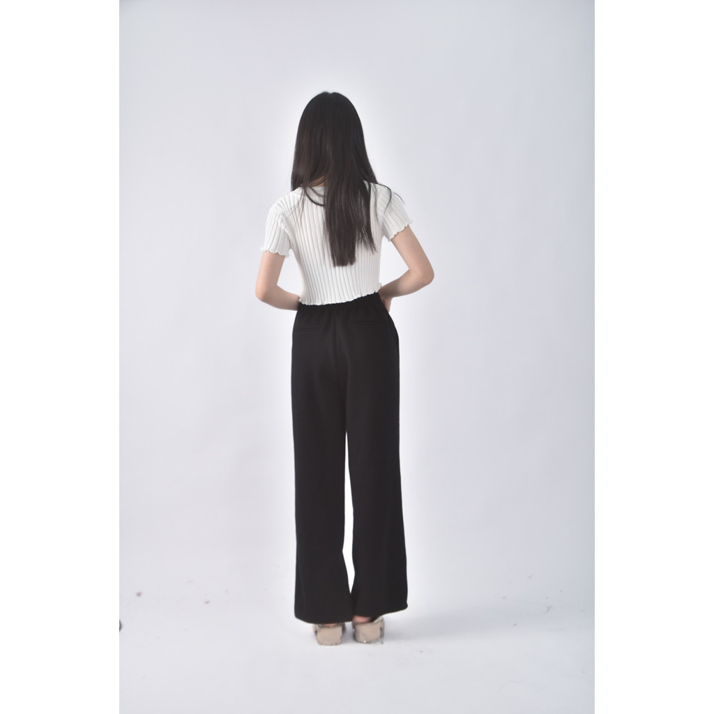(S) studio doe高腰質感黑色長褲二手衣, , large
